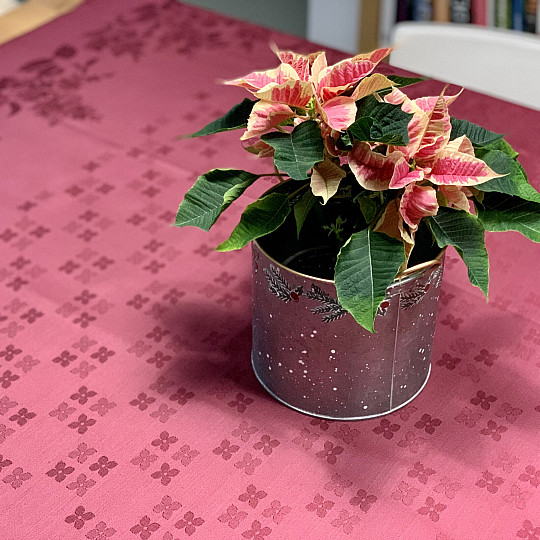 Obrus DAMASK kwiaty bordowy 120x140