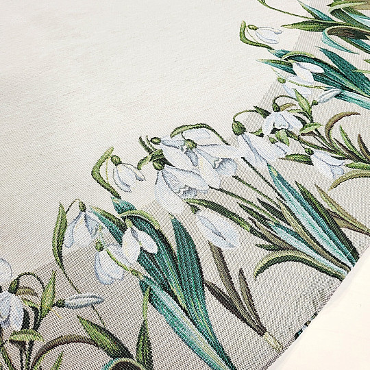 Okrągły obrus gobelinowy PŁATKI ŚNIEGU