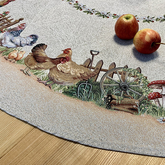 Okrągły obrus gobelinowy ROCK BY THE FENCE