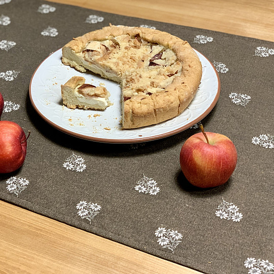 Szalik żakardowy KWIATY ALPEJSKIE BRĄZOWY