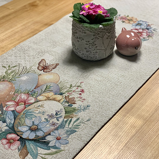 Wielkanocny obrus i szalik JAJKA W TRAWIE