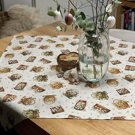 Wielkanocny obrus i szalik KOLOROWE JAJKA