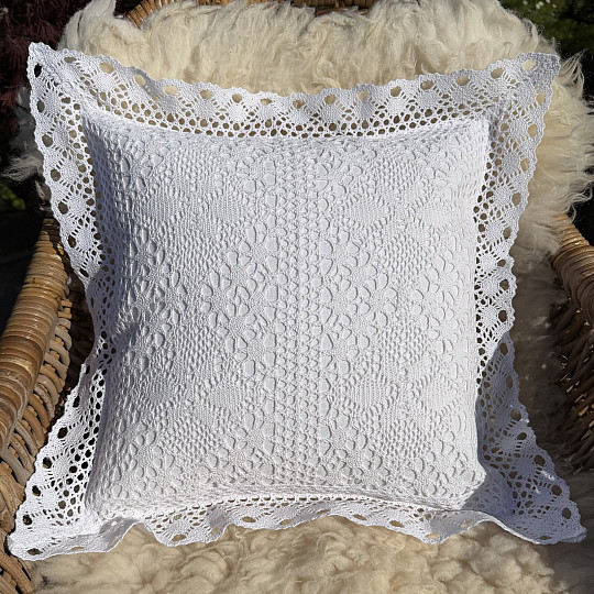 Poszewka dekoracyjna LACE biała