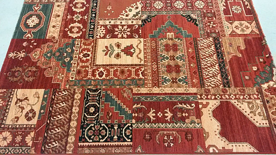Luksusowe wełniane dywany ROYAL PATCHWORK multi czerwone