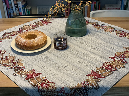 Obrus i szalik z gobelinu PIERNIKI ŚWIĄTECZNE