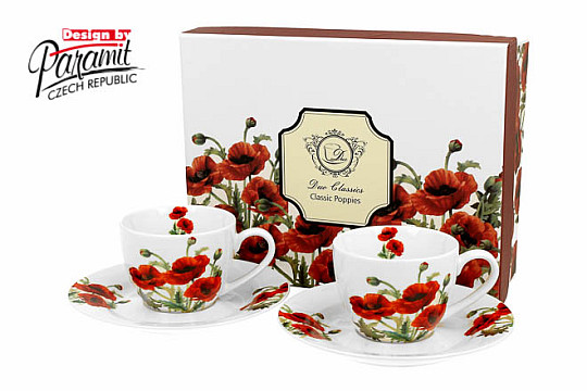 Komplet filiżanek ze spodkiem Classic Maki 90 ml