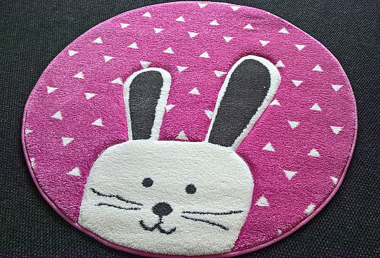 Okrągły dywan dziecięcy PASTEL Bunny różowy