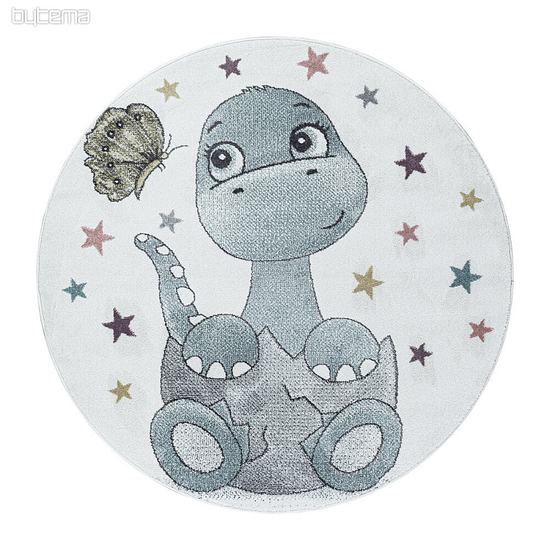 Okrągły dywan dziecięcy FUNNY dinozaur niebieski