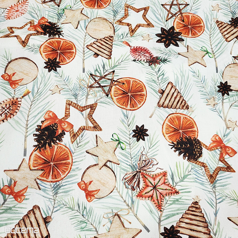 Świąteczna tkanina dekoracyjna Suszone pomarańcze