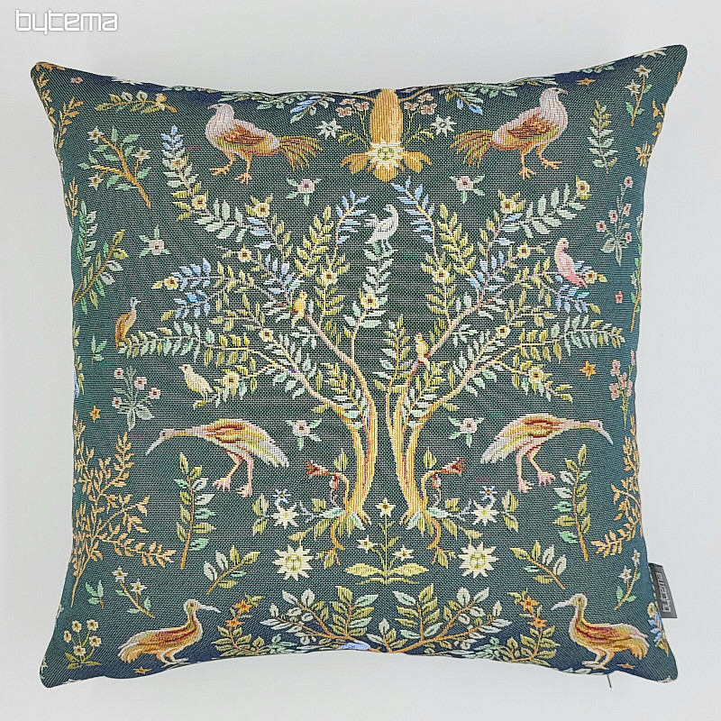 Gobelinowa poszewka na poduszkę WILLIAM MORRIS zielona - na całej powierzchni