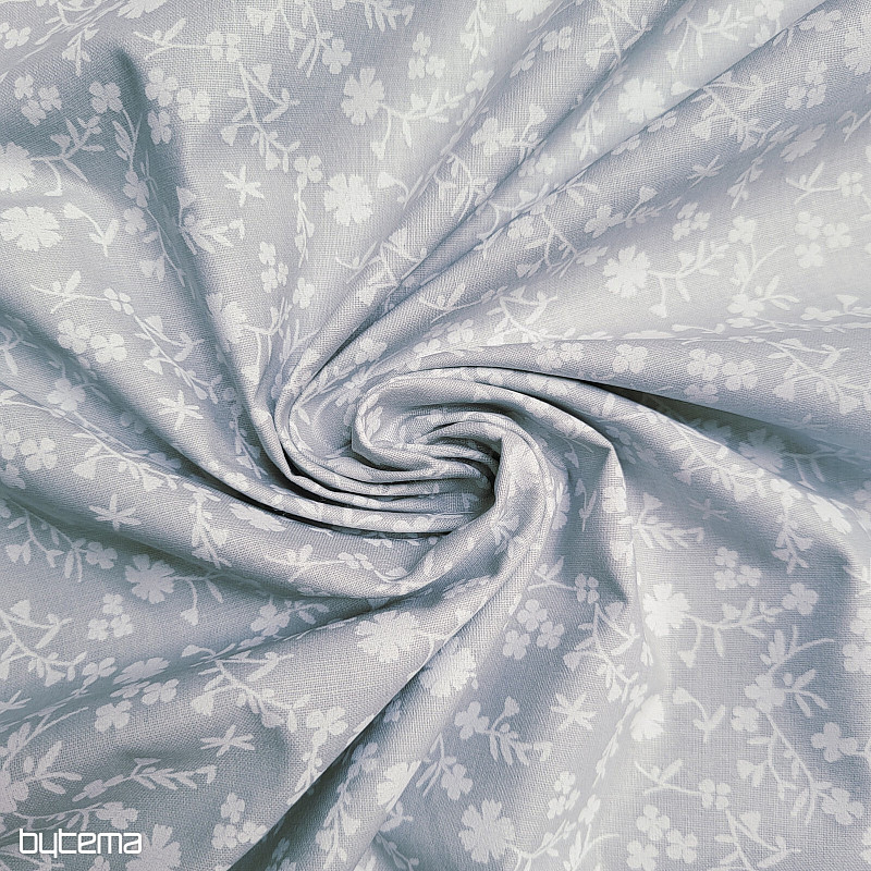 Tkanina dekoracyjna bawełniana MARGELIE kwiat SZARY