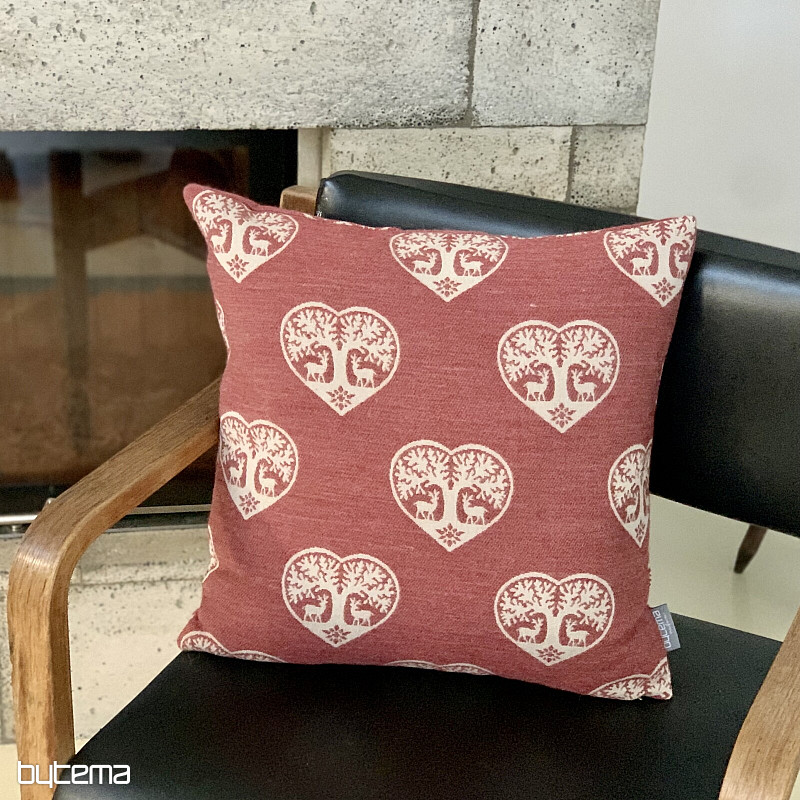 Luksusowa dekoracyjna okładka SERCE Z JELENIEM czerwona A