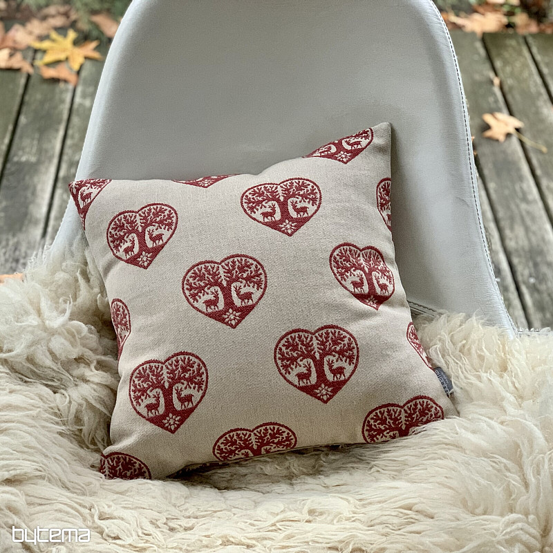 Luksusowa dekoracyjna okładka SERCE Z JELENIEM czerwona B