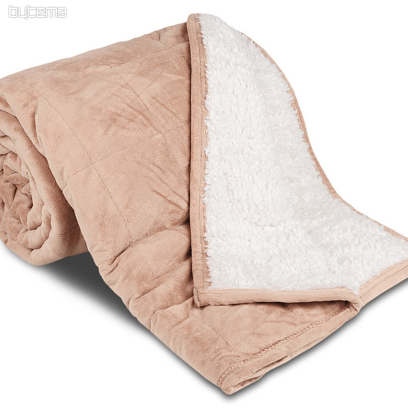 koc z mikrofibry EXTRA SOFT SHEEP przeszycia beżowo-szare