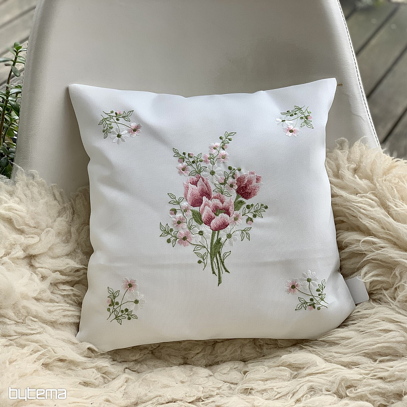 Haftowana dekoracyjna okładka BUKIET Z TULIPANAMI