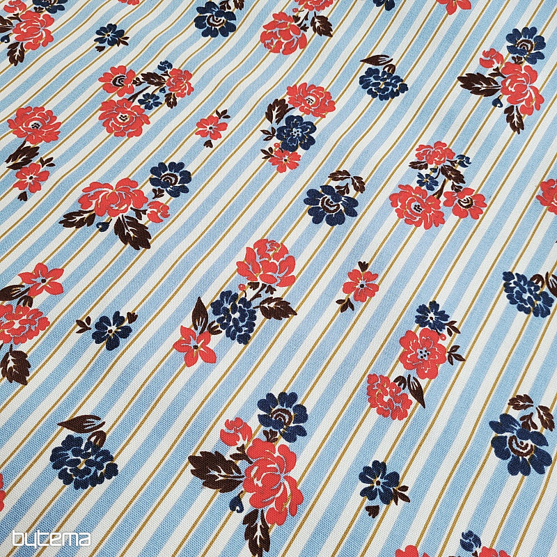 Tkanina bawełniana NIEBIESKI PASK RIMCHA