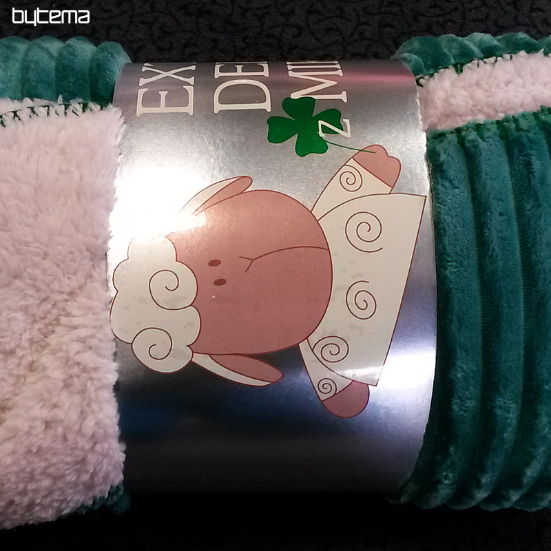koc z mikrofibry EXTRA SOFT SHEEP sztruks - szmaragdowo zielony
