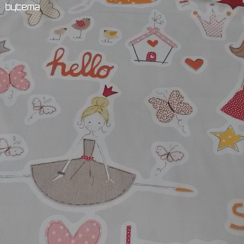 Tkanina dekoracyjna dla dzieci TWIST PRINCESSES pomarańcz
