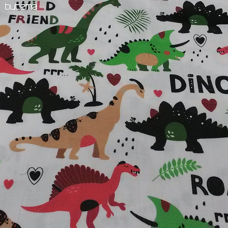 Dziecięca satyna bawełniana z nadrukiem cyfrowym DINOSAUR