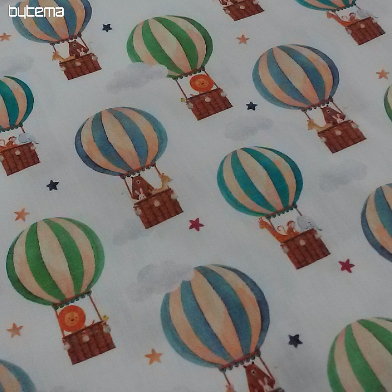 Dziecięca satyna bawełniana FLYING BALLOONS z nadrukiem cyfrowym