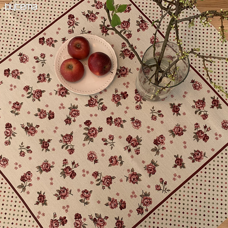 Gobelinowy obrus i szal RÓŻE