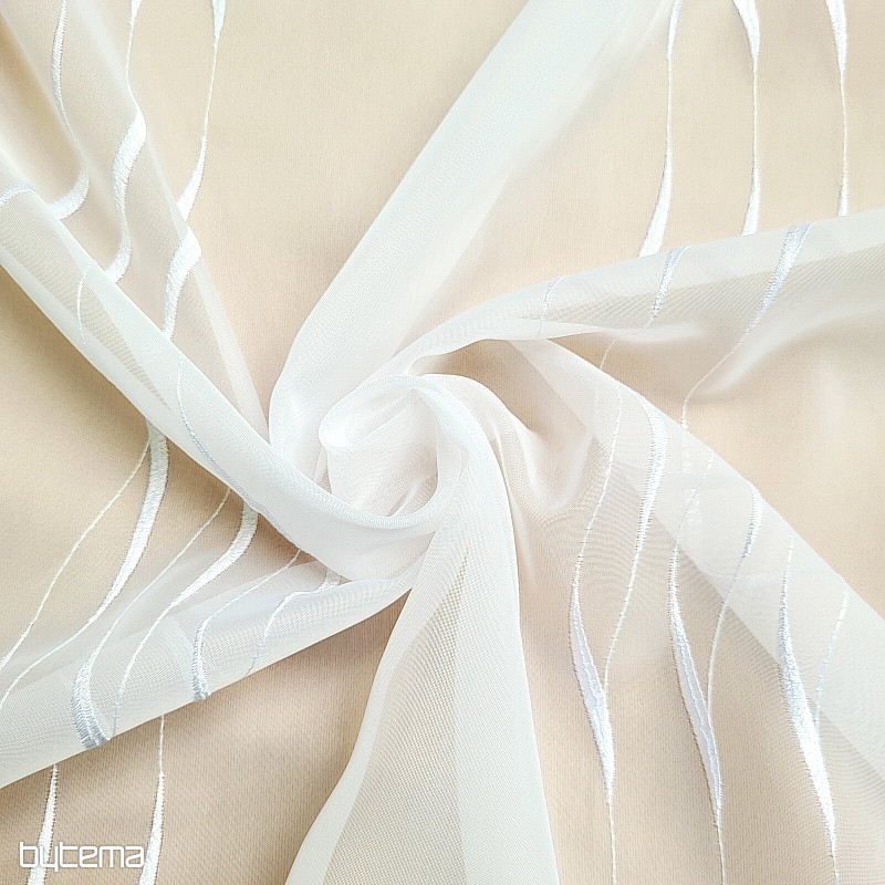 Haftowana luksusowa firana biała GERSTER 195/0001