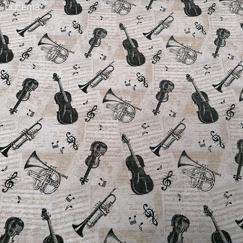 Tkanina dekoracyjna INSTRUMENTY MUZYCZNE