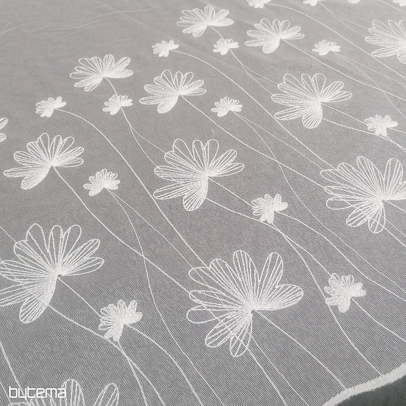 Luksusowa haftowana biała firana w kwiaty 11749/0001