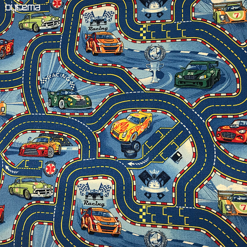 RACERS 77 Niebieski dywan dla dzieci