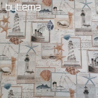 Tkanina dekoracyjna pocztówka morska