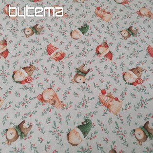 Tkanina świąteczna Elfy i jelenie