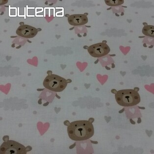 Tkanina bawełniana LOVE BEAR róż