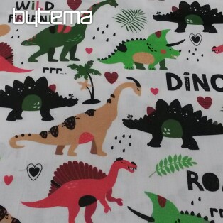 Dziecięca satyna bawełniana z nadrukiem cyfrowym DINOSAUR