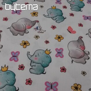 Dziecięca satyna bawełniana ELEPHANT z nadrukiem cyfrowym