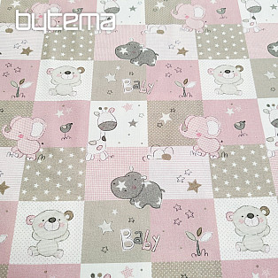 Tkanina bawełniana BABY ZOO róż