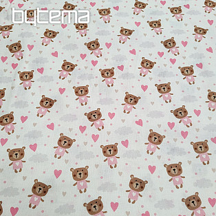 Tkanina bawełniana LOVE BEAR różowy