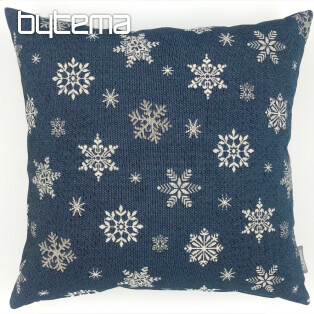 Niebieska ozdobna świąteczna poszewka na poduszkę w kształcie płatka śniegu
