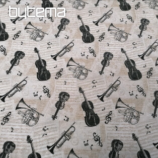 Tkanina dekoracyjna INSTRUMENTY MUZYCZNE