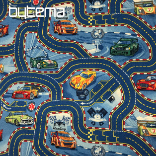 RACERS 77 Niebieski dywan dla dzieci