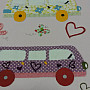 Dziecięca tkanina dekoracyjna HIPPIE CARS różowa