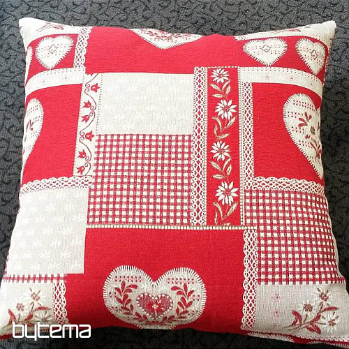 Poduszka dekoracyjna gobelin SERCE PATCHWORK czerwona