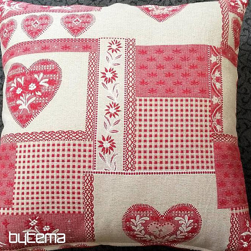 Poduszka dekoracyjna gobelin SERCE PATCHWORK czerwona