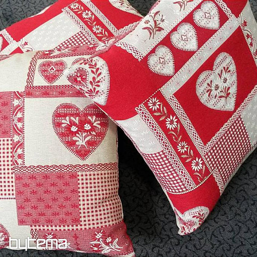 Poduszka dekoracyjna gobelin SERCE PATCHWORK czerwona