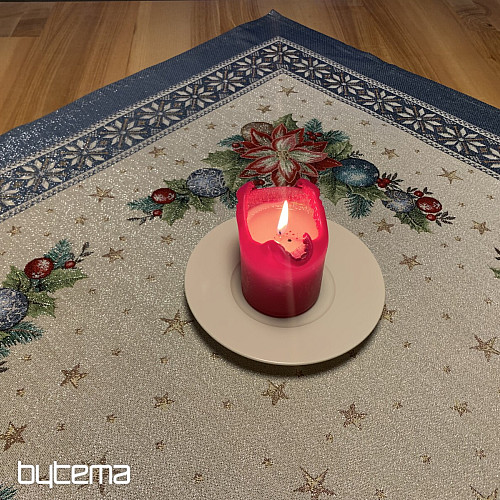 Świąteczne gobeliny obrusy i szaliki CHRISTMAS STAR II niebieskie