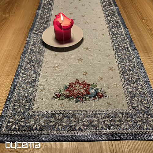 Świąteczne gobeliny obrusy i szaliki CHRISTMAS STAR II niebieskie