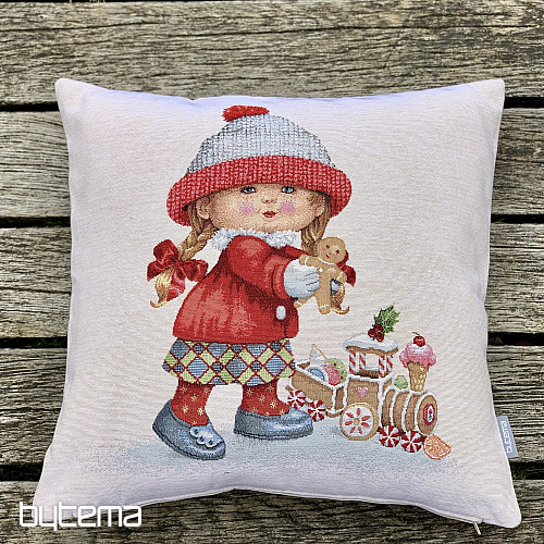 Świąteczna okładka gobelinowa DZIEWCZYNA Z ZABAWKĄ