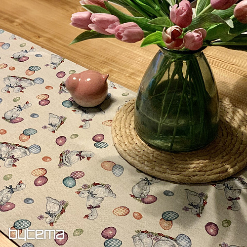 Gobelinowy obrus i szalik Easter-Gęś biały