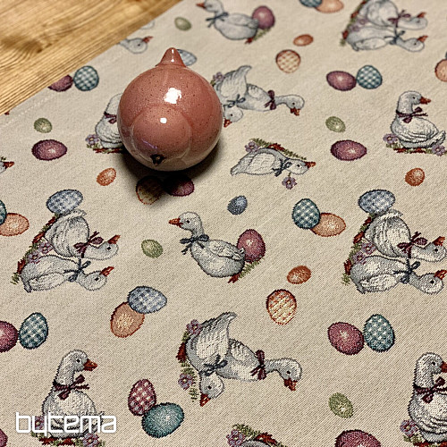 Gobelinowy obrus i szalik Easter-Gęś biały