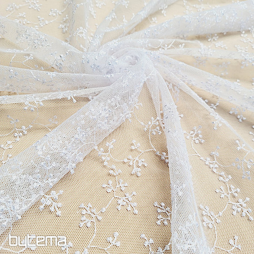 Luksusowa haftowana firana TINY WHITE Twig