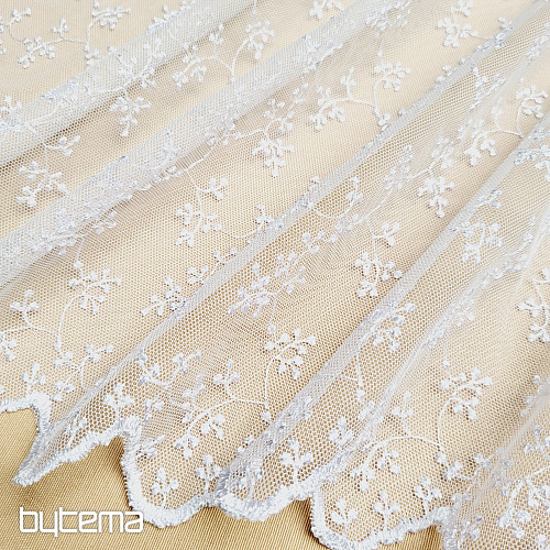 Luksusowa haftowana firana TINY WHITE Twig